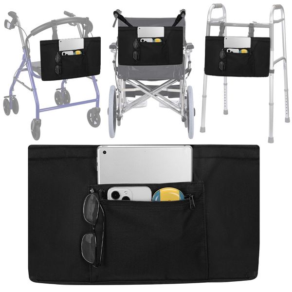 supregear Universal Accessories Bag for Walker, Wheelchair, Rollator, Scooters, Seniors Detachable Preserve Heat Cooler w/Cup Holder-Folding Walker Basket Waterproof Walker Caddy Pouch