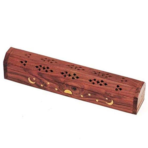 Wood Incense Burner Box with Rising Sun