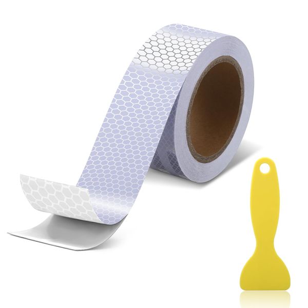 Bmliingchau Reflektor Klebeband Weiß 15mx5cm Reflektorband Selbstklebend Reflektorfolie Klebeband Reflektierend Wetterfest Reflective Tape- Reflektierendes Klebeband für Fahrrad, Fahrzeuge, Autos