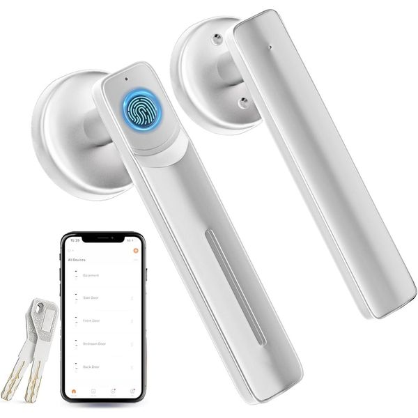 Fingerprint Door Lock with Smart APP Knob Biometric Silver