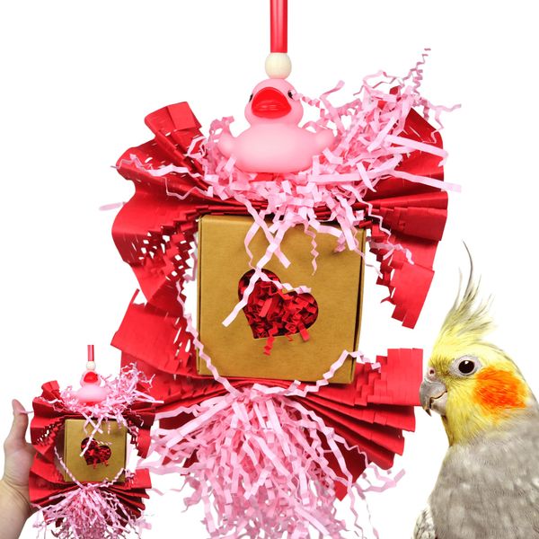 Bonka Bird Toys 1004 Love Duck Valentine's Parrot Foraging Chew Cage Toy, Conure, Pionus, Lorikeets, and Similar Sized Breeds.