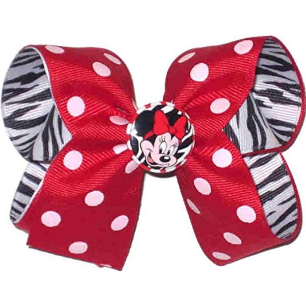 DS-165M Medium Minnie Bow with Zebra Stripe