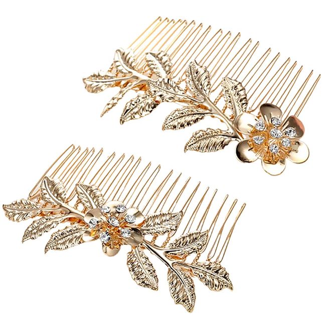 LEDSHLIU Damen Haarkamm, Legierung Strass Haar Seitenkamm Blume Kristall Haarspange Hochzeit Haarkamm Brautschmuck Haarspange Kamm Französisch Haarschmuck Damen und Mädchen