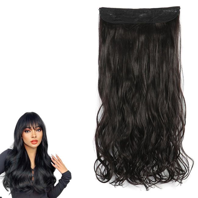 prinfantasy Hair Extensions No Clip in Extension Invisible Seamless 22 Inches Long Wavy Curly Hair Piece for Women Synthetic Fluffy Hairpiece for Daily Use Party,MW211