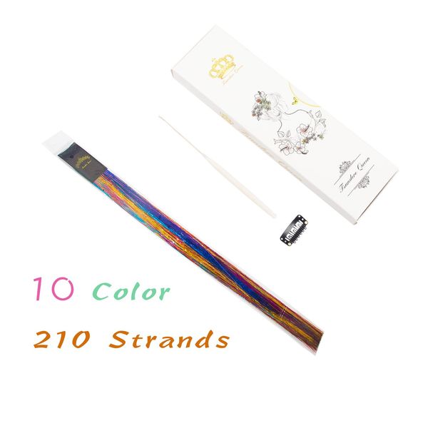 40'' Hair Tinsel 300 Strands 10 Color （Sparking Gold, Green, Hot Pink, Rainbow, Champagne Gold, Crimson, Sky Blue, Sapphire Blue, Silver, Violet)