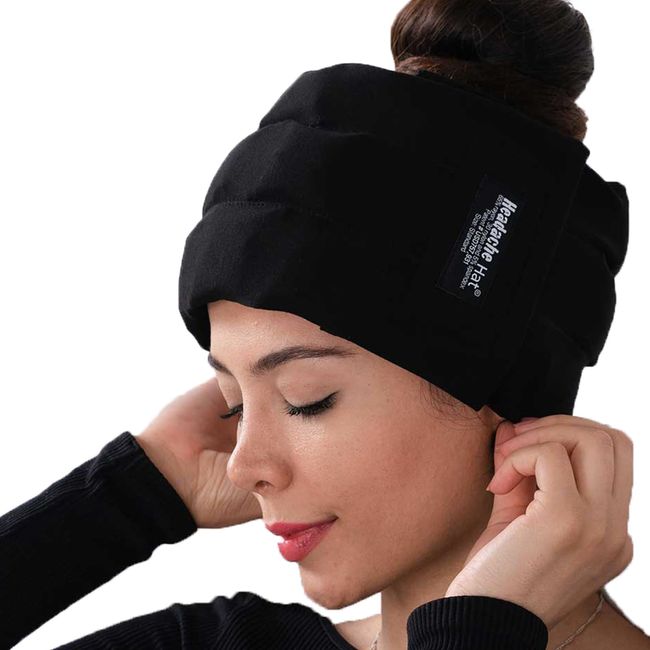 HEADACHE HAT - Migraine Relief Cap, Anti-Migraine Ice Pack, 2 Hours of Cold, 24 Removable Individual Ice Packs in an Adjustable Headband, Designed by a Migraine Sufferer, Straight from The USA