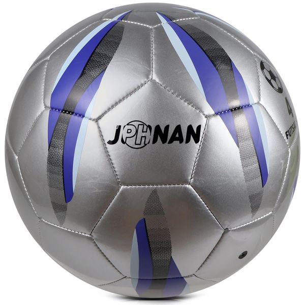 JPHNAN Size 4 Futsal Ball - Low Bounce Indoor Soccer Ball, Durable Thick TPU Material, Silver Blue - Perfect for Training, Games & Practice - Ideal for Ages 14+, Youth & Adults
