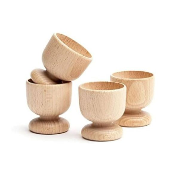 Wooden Egg Cups 4 Egg Cups Boiled Egg Holder Easter Decor Egg Cup Set