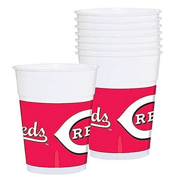 Cincinnati Reds Plastic Cups, Pack of 25 - Multi-purpose Beverage & Favor Cups - Perfect for Sports Team Parties and Events