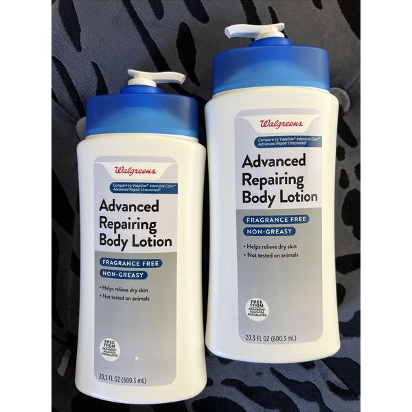 TWO Walgreens Advanced Repairing Body Lotion 20.3 oz each, Paraben Sulfate Free