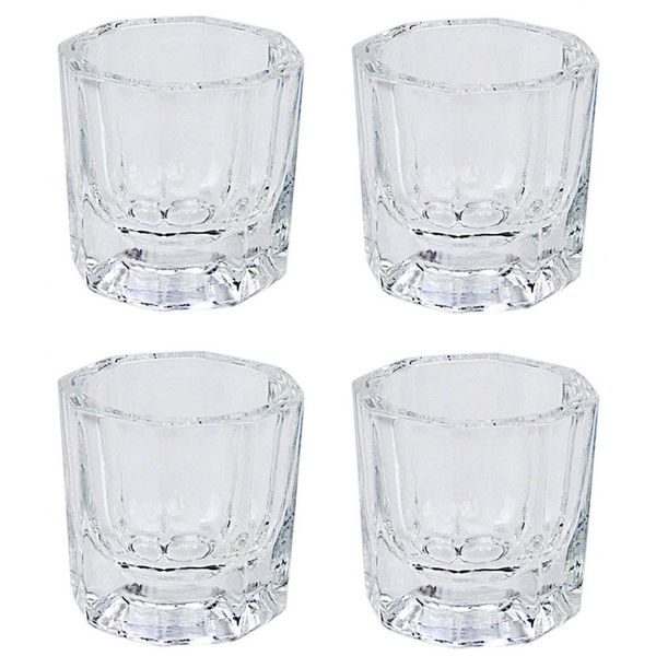 4 Pcs Mini Glass Crystal Cup Nail Art Acrylic Liquid Powder Dappen Dish Bowl Glassware Nail Art Tools