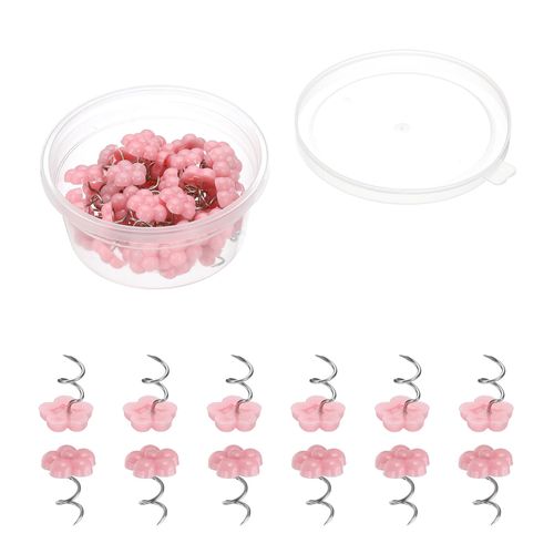 PATIKIL 50 Pcs Upholstery Twist Pins, Headliner Bed Pins Furniture for Bed, Armrest, Slipcovers, Skirt, Fabric, Sofa(Pink Plum Blossom, 0.63 x 0.55 Inch)