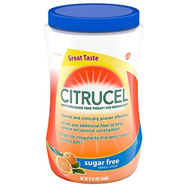 Citrucel Powder Sugar-Free Orange-Flavor Fiber Therapy for Occasional Constipation Relief, 32 ounce