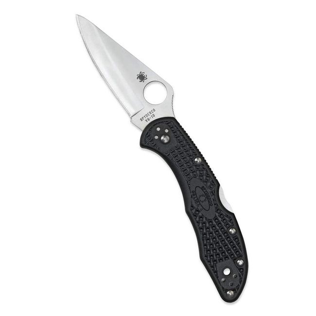 Spyderco Delica 4 Lightweight Signature Folding Knife with 2.90" Saber-Ground Steel Blade and FRN Handle - PlainEdge - C11PBK