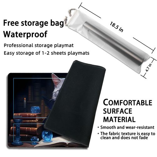 Malqiqi Playmat for MTG, with Free Storage Bags,Game Mat 24 x 14 inches, TCG and Board Game Mat for Cards,Mousepad Desk Mats (Cat 6-Auxiliary Combat)