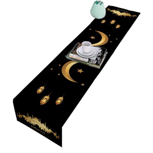 SAKAMURA Eid Mubarak Table Runner, Fennoral Ramadan Linen Mosque Tablecloth, Eid Mubarak Table Decoration, Ramadan Table Runner, Ramadan Tablecloth, Ramadan Decorations for Table
