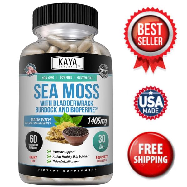 Irish Sea Moss 60ct, Burdock Root, Bladderwrack Powder, Immune & Thyroid Care