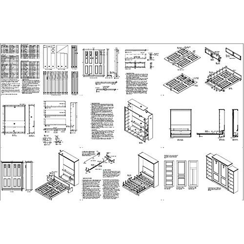 Build queen Murphy bed with pre-made interior panel 4-panel door style, woodwoking plans- Design 1QDWB