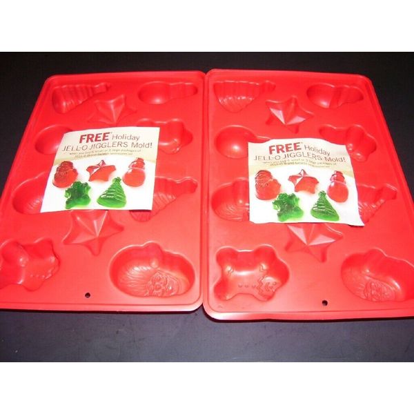 2 Vintage Red Jello Mold Christmas Holiday Jigglers Candy Molds