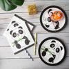 66 Pcs Panda Party Supplies Panda Disposable Tableware Set with Panda Plates ...