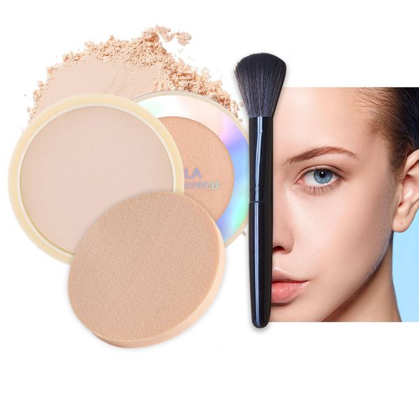 Setting Powder, Face Powder, Pressed Powder, Setting Powder Face Powder, Baking Powder, Long Lasting Ultra Matte Finish, Light Colour-Correcting MakeUp Powder with Brush Gift for Women