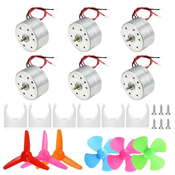 CHEVVY 6 Set Mini Generator Motor Bausatz Motoren Set mit Motorhalter und Mini-Fan-Blatt Mini Motoren Kit 3v-12v DC Motor für DIY-Experimente Physik Pädagogische