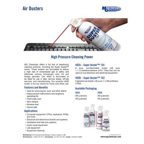 MG Chemicals - 402A-450G 402A 134A Super Duster, 450g (16 oz) Aerosol Can
