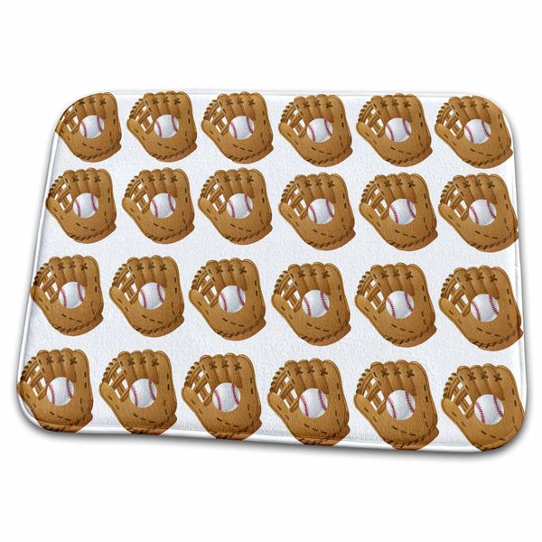 Dish Drying Mat - Baseball Glove Pattern Outdoor Sports Designs