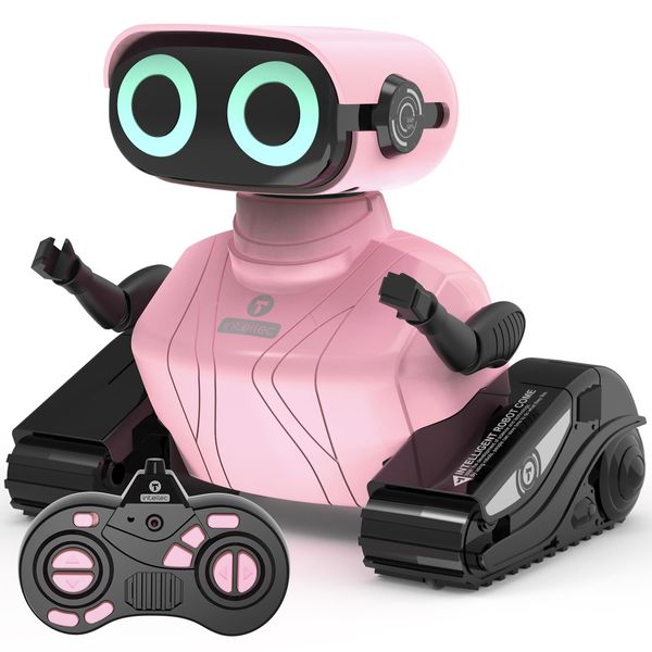 GILOBABY RC Robot Toys, Remote Control Robot Toys, Walking & Dancing Kids Robot Toys for Children Age 3 4 5 6 Year Old & Up Girl, Gifts Toys with LED Eyes (Pink)