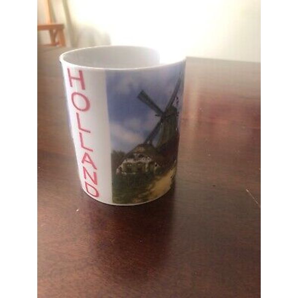 Souvenir of HOLLAND Coffee Mug/Cup BY TS HOLLAND W Windmill, Girl, Horse & Buggy