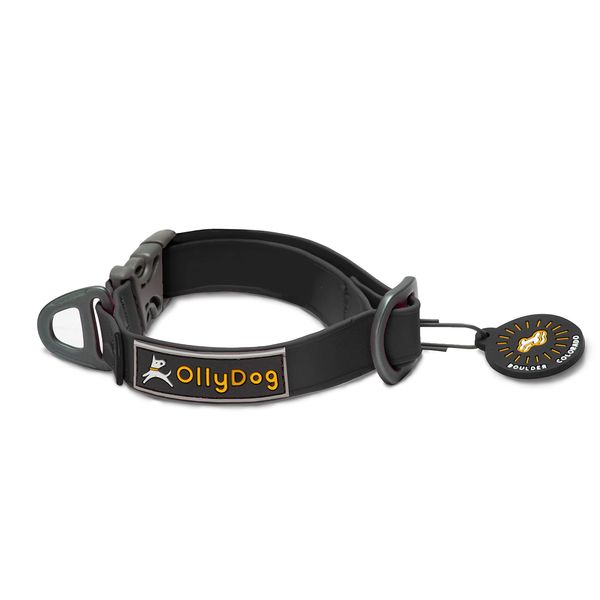 OllyDog Tilden Collar, Waterproof Dog Collar with Quick Release Buckle, Coated Stink-Proof Webbing, Lightweight Collar for Large, Medium and Small Dogs (Small, Black)