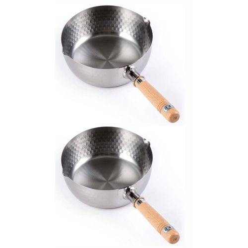 Japanese Stainless Steel Yukihira Saucepans 16cm Cooking Pot, 1.2 Quart, Made in Japan, 2-Pack