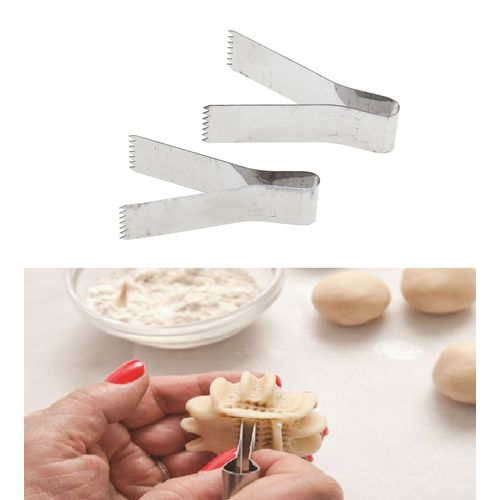 Tredoni 2pcs | 6cm Pastry Tongs - Maamul Cookie Maker & Service - Dough Scraper Press