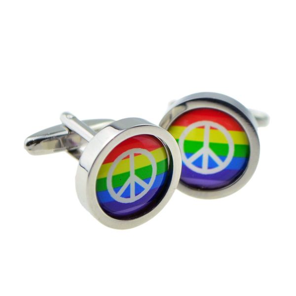 Ban the Bomb Sign Rainbow Design Cufflinks X2BOCB031