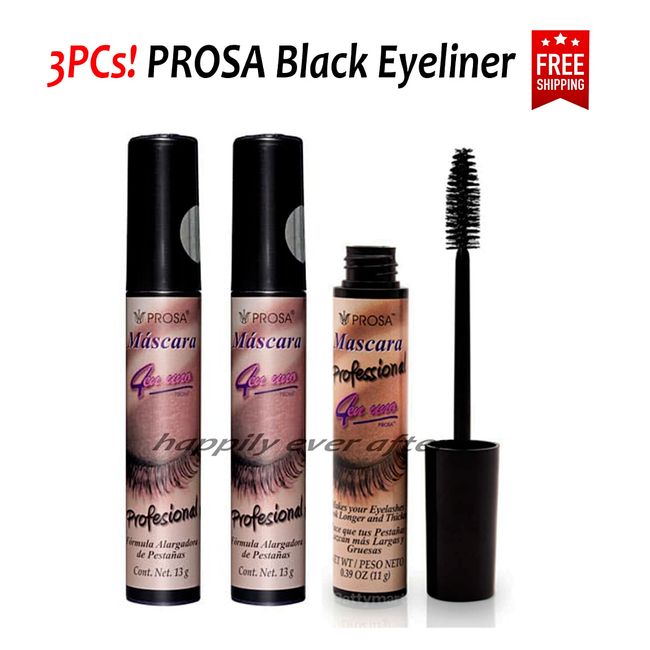 3 PCs Prosa Mascara 4 in 1 Professional Black Mascara for Longer & Thicker Lash