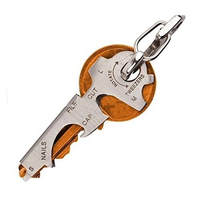 [Sugar] 8 in 1 Key Ring Multi Function Tool Stainless Steel Outdoor Keychain Survival