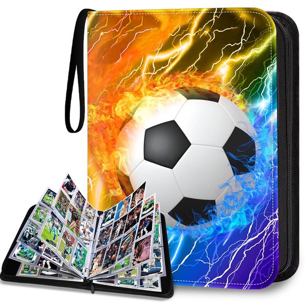 HESTECH Soccer Card Binder 9 Pocket with 50 Removable Sleeves, Collectible Trading Card Albums Display Storage Organizer Fits 900 Card, Sports Card Holder for Collectors Boys and Girls Gift