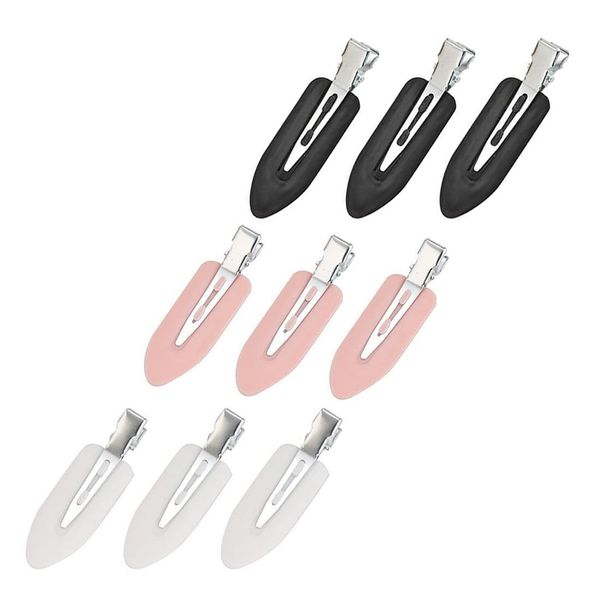 SIOPPKIK 9 Stück Nahtlose Haarspange, Haar Pin Curl Clips kein Verbiegen Haar Spangen für Haarstyling, Make Up（3x schwarz, 3x weiß,3x rosa）