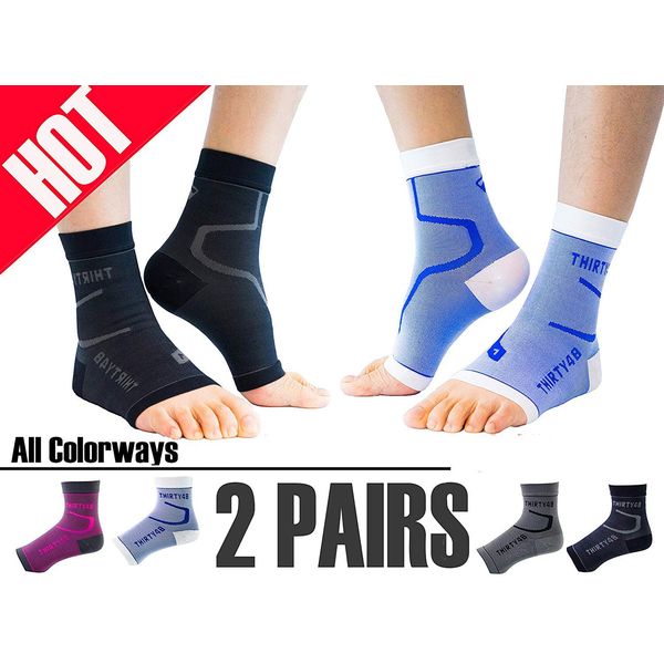 Thirty48 Plantar Fasciitis Socks, 20-30 mmHg Foot Compression Sleeves for Ankle/Heel Support, Increasing Blood Circulation, Relieving Arch Pain, Reducing Foot Swelling