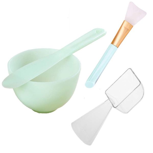 Lemoncy 4 Pack Face Mask Mixing Tool Kit Facial Mask Mixing Bowl And Spatula Silicone Face Mask Brush with 2 in 1 Measuring Cup Spoon for Mixing Modeling Mask Clay Mud Mask DIY Tool