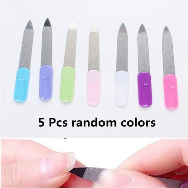 Cafurty Nail Tools - 5pcs Metal Double Sided Nail File Stainless Steel Manicure Pedicure Tools Files - Metal Nail File Men Filer for Toenails Stainless Steel Fingernail Files