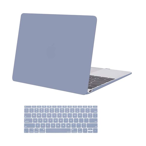 MOSISO Compatible with MacBook 12 inch Case with Retina Display (Model: A1534, Release 2017 2016 2015), Plastic Hard Shell Case & Keyboard Cover Skin, Lavender Gray