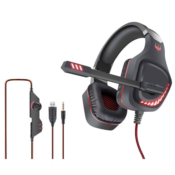 OVLENG USB Gaming Headset with Red LED