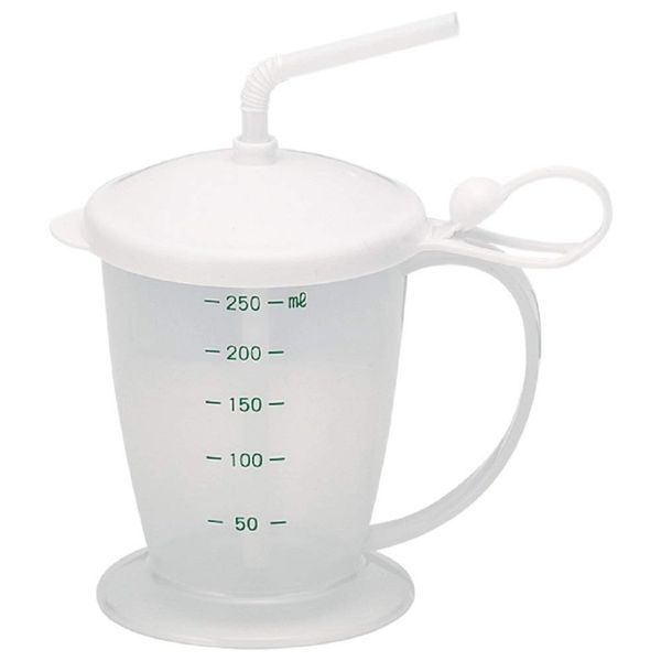 Komori Resin 8-4235-01 Cup, Stable, Stable, Cup with Straw, White, 10.1 fl oz (300 ml), Made in Japan