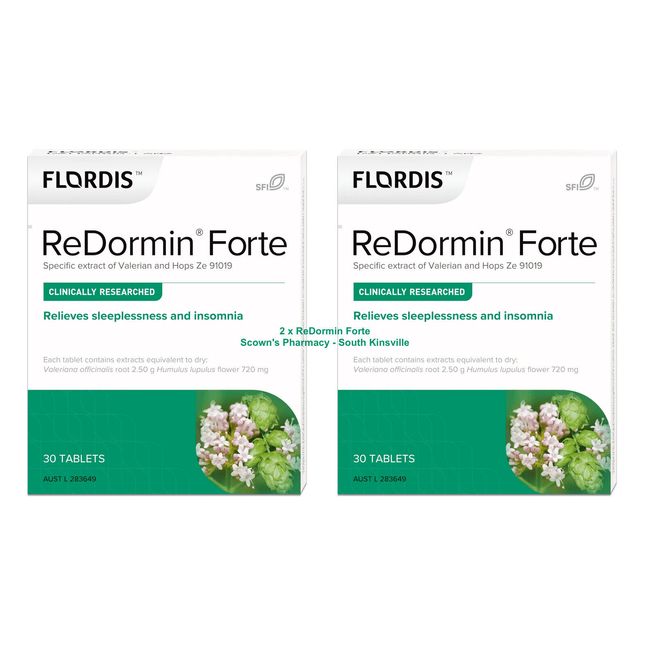 2 x Flordis ReDormin Forte 30 Tabs Sleeplessness & Insomnia Fall Asleep = 60Tabs