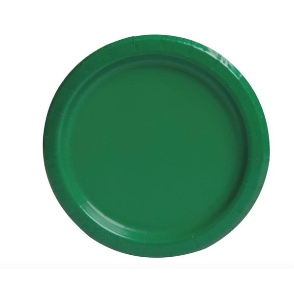 Emerald Green Solid Round Paper Dessert Plates (17cm) 20 Count - Vibrant Paper Plates for Parties and Events, Perfect for Appetizers, Snacks, and Desserts