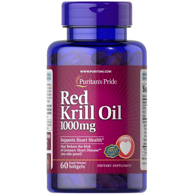 Puritan's Pride Red Krill Oil 1000 mg (170 mg Active Omega-3) - 60 Softgels