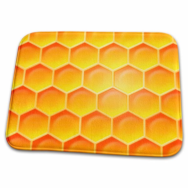 3dRose Bathroom Bath Rug Mat - Orange and Yellow Gel Effect Honeycomb Pattern Patterns