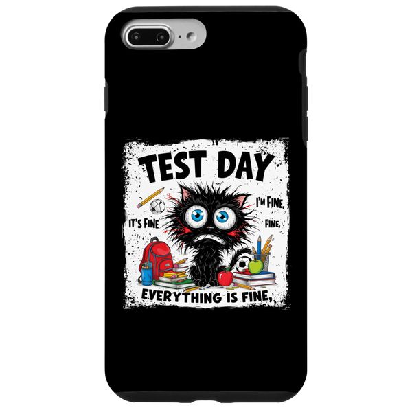 Black Cat Test Day Everything Is Fine Testing Student Kids Case for iPhone 7 Plus/8 Plus