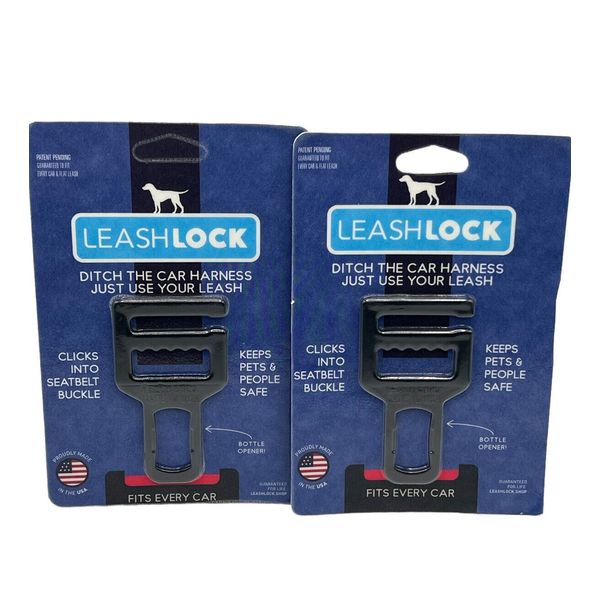 LeashLock Universal Car Pet Seat Belt Safety Harness Clips 2 Pack Fits Every Car